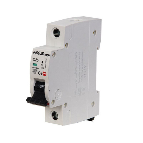 فیوز مینیاتوری تک فاز 25 آمپر ایندوکپ مدل C25 بسته 12 عددی